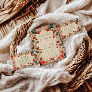 Servilleta De Papel Despedida de soltera botánico de fresa vintage