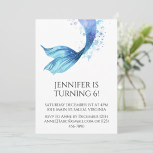 Tarjeta De Agradecimiento cumpleaños de la sirena bajo el mar