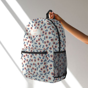 Mochila Impresa Margaritas Corales Ditsy – Patrón Floral Sin Costu
