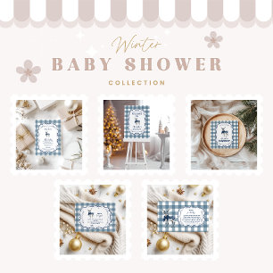 Servilleta De Papel Baby Shower Blue Plaid Reindeer