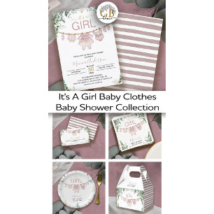 Servilleta De Papel Es un Chica Baby Shower de color rosa de ropa verd