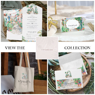Invitación Watercolor México Hacienda Iglesia Boda