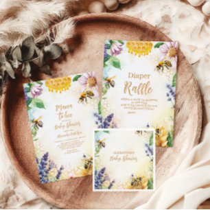 Invitación Mama to Bee Wildflower Honeybee Baby Shower