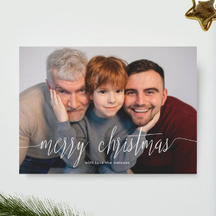 Tarjeta de Foto de Navidad Feliz Superpuesta en Bl