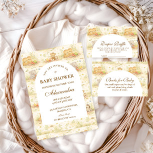 Invitación Animales de Safari de Cuentos de Hadas Baño de Beb