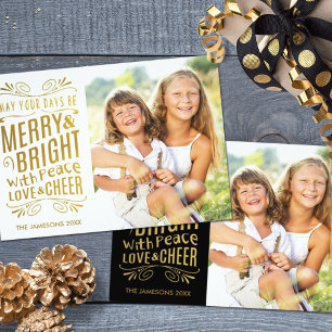 Tarjeta Festiva Faux Relieve metalizado dorado Design Photo Holida
