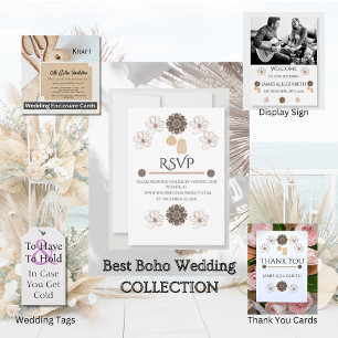 Invitación a la boda del Boho floral del país