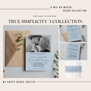 Invitación Verdadera sencillez 3 Boda de fotografía gris de p