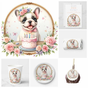 Invitación Bulldog francés "Cute Pastel" - Cumpleaños