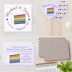 Invitación Orgullo gay LGBT Boda de pastel con capa de arcoir