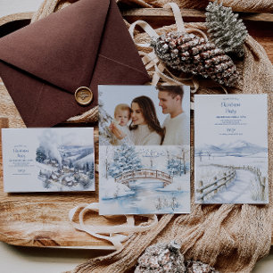 Invitación Navidades de acuarela Winter Wonderland