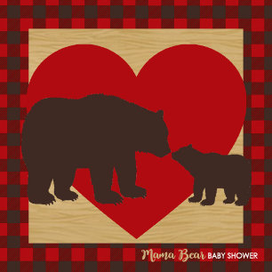 Flannel y Wood Mama Bear Baby Shower Invitaciones