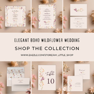 Invitación Elegante Boho Wildflowers Boda de Caída
