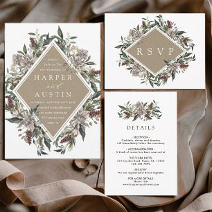 Postal De Invitación RSVP Boda de Invierno de otoño floral rusa
