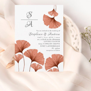 Invitación Boda de follaje de Rustic Terracotta Ginkgo