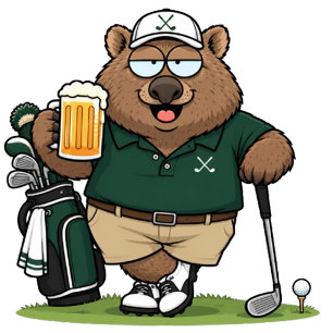 Pegatina Redonda Papá Golfista Wombat Australiano