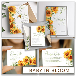 Invitación Bebé en flor elegante girasol floral ducha bebé