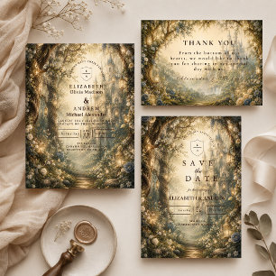 Invitación Boda de fantasía en el bosque encantado
