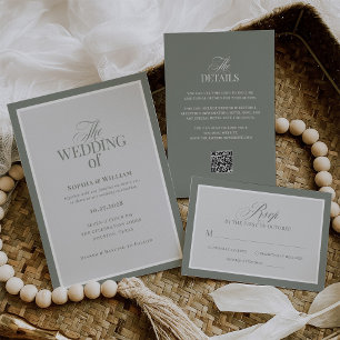 Tarjeta De Confirmación De Asistencia Classic Luxe   Elegante Boda Sage Green
