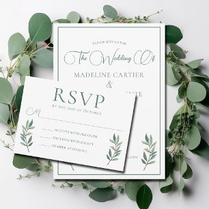 Invitación Elegante Eucalipto Verde Leaf Moda Fall Moderno Bo