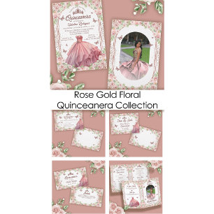 Pegatina Redonda Quinceanera, Purpurina floral de color de agua ros