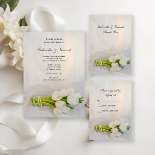 Tarjeta RSVP de Boda Primaria de Tulipano Blanco