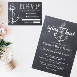 Invitación Boda Rústico del Ancla Náutica Chalkboard