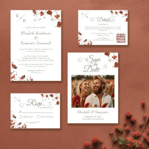 Reserva La Fecha Elegante Boda de Fotografía de Terracota Wildflowe