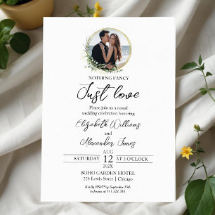 Invitación Nada Fancy Just Love Monogram Photo Boda