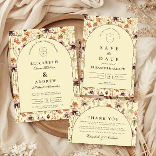 Tarjeta De Agradecimiento Arco de flores silvestres vintage elegante boda