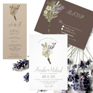 Invitación Acuarela de lavanda Boda rústico ecológico