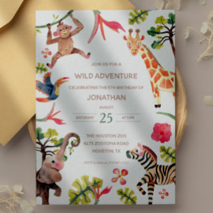 Invitación al cumpleaños del zoológico de Safari W
