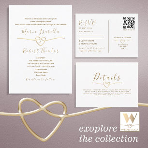 Tarjeta RSVP de Boda de Oro de doble función con c