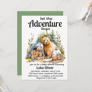 Pegatina Redonda Adventure Begin Woodland Baby Shower
