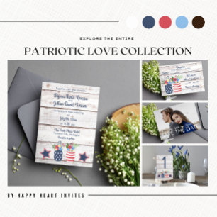 Invitación Boda de fotografía de Patriotic Love II Rustic 4 d