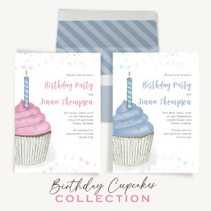 Invitación Cupcakes Cupcakes de acuarela Cum Código QR Medios