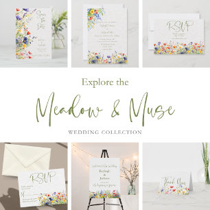 Invitación de boda con flores silvestres en acuare