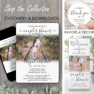 Invitación 2 Parejas de Fotos Ducha de Novia Chic Moderno Gui