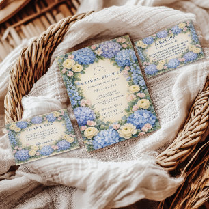 Tarjeta De Agradecimiento Clásica lluvia de flores de Hortensia nupcial