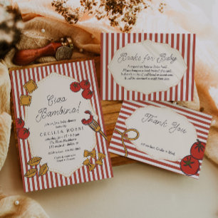 Invitación Ciao Bambino Fiesta de Pasta Italiana para Baby Sh