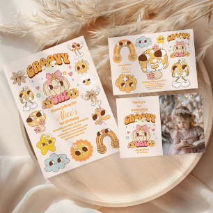 Tarjeta De Agradecimiento Foto Groovy Un Boho Daisy Primer Fiesta de cumplea