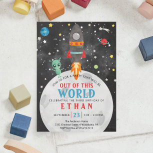 Invitación de cumpleaños al espacio exterior cualq