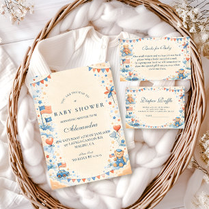Invitación Fiesta de bebé con estrellas y barras patrióticas