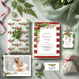 Invitación a función de navidades - franjas rojas