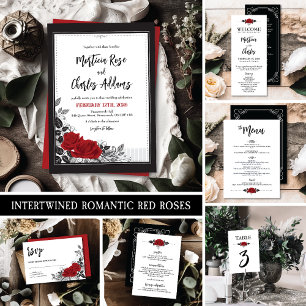 Tarjeta De Agradecimiento Intertwined Romantic Red Roses Flat