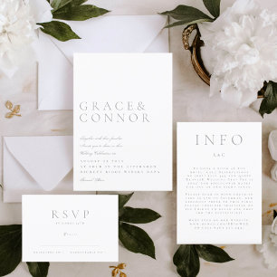 Invitación Clásico Gris Gris Elegante Boda de estilo moderno