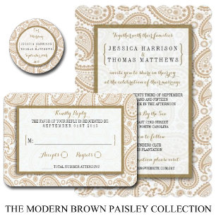 Invitación La moderna colección de Bodas Paisley - Marrón
