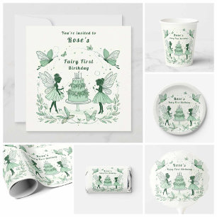 Papel De Regalo Primer cumpleaños de Hada Verde encantada -