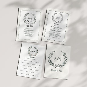 Tarjeta De Agradecimiento Boda Rústica Monograma I Do BBQ