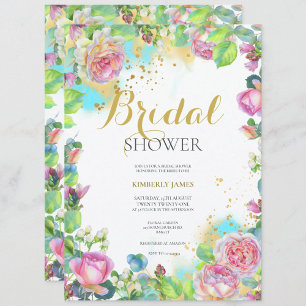 Tríptica Invitación Tri-Fold del Boda floral de Rubor de mo